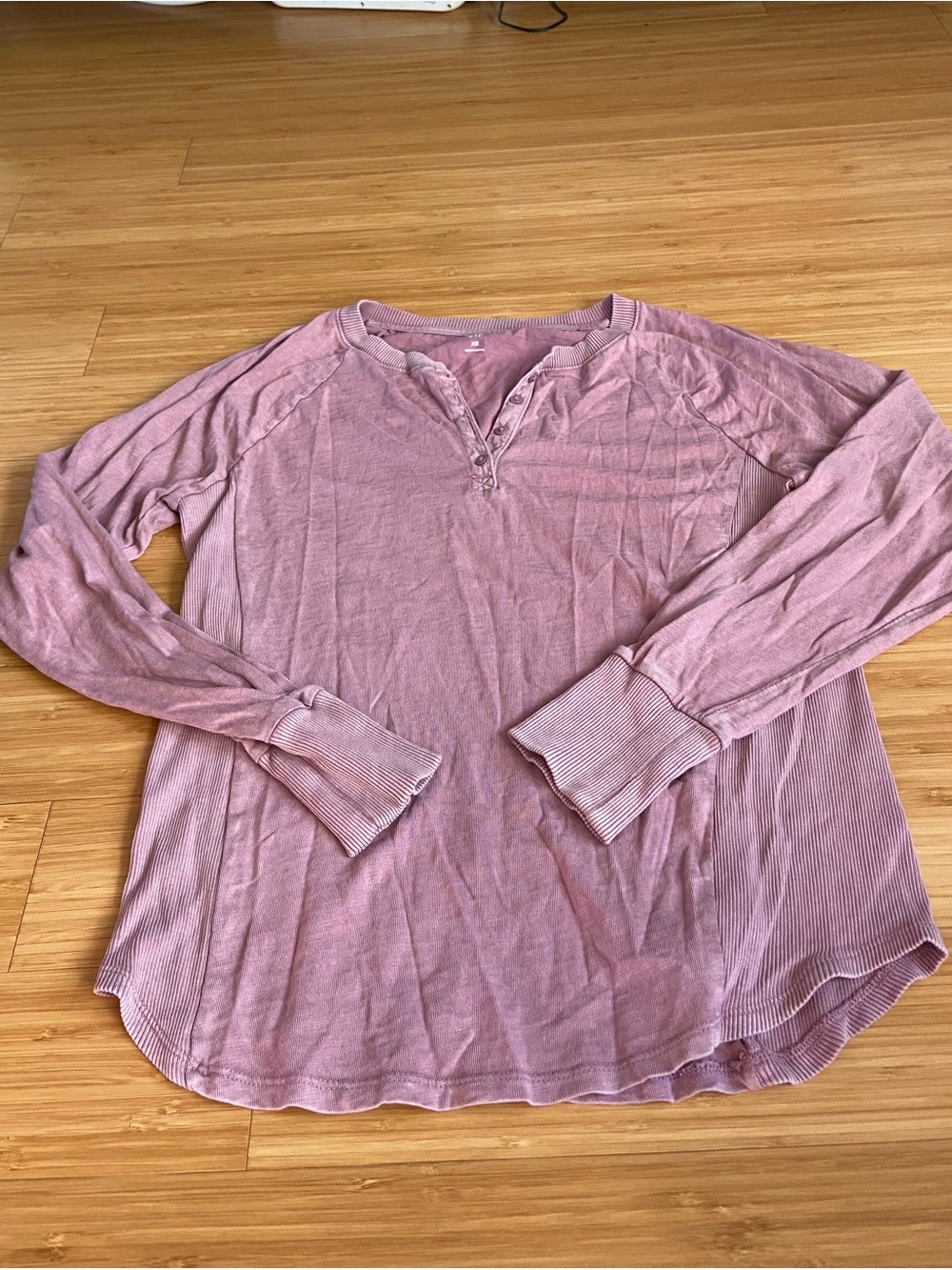 Gap 100% Cotton Long-Sleeve Henley Top in Mauve Pink